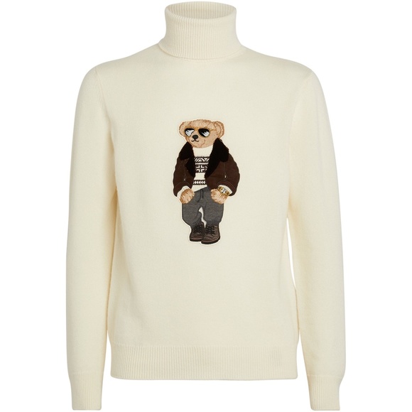 Ralph Lauren Purple Label Other - RALPH LAUREN PURPLE LABEL Polo Bear Appliqué Cashmere Turtleneck Sweater
